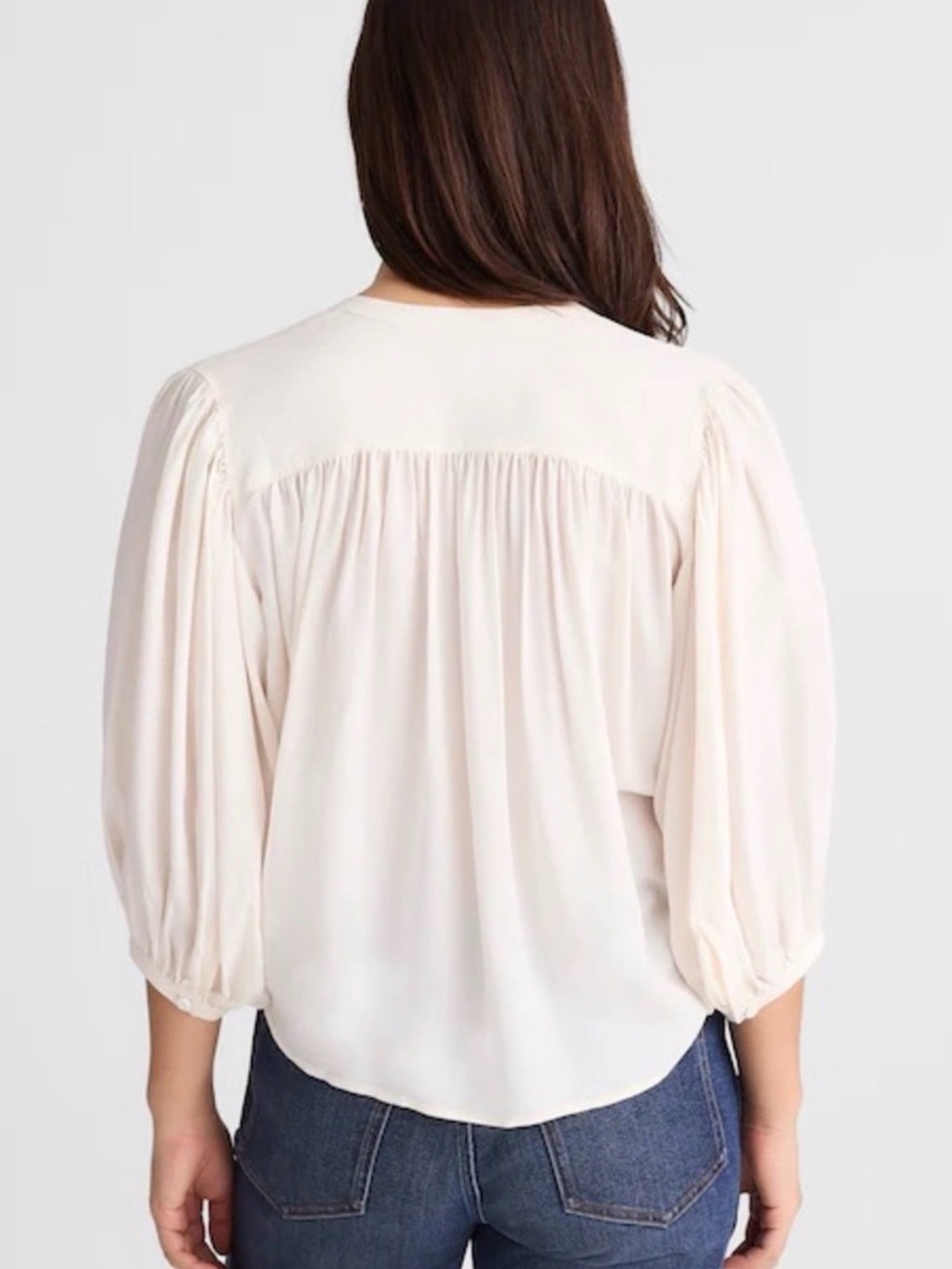 NWT Madewell Shirred Crewneck Button-Up Top size M - Picture 2 of 8